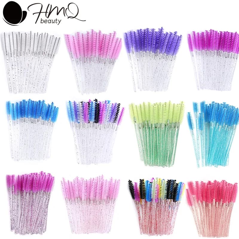50 Pz Eyebrow Brushes Use And Drop Head Soft Brush For Crystal Eyebrow Lash Mascara Brush Eyelashes Extension Eyebrow Bacchetta Makeup Tools