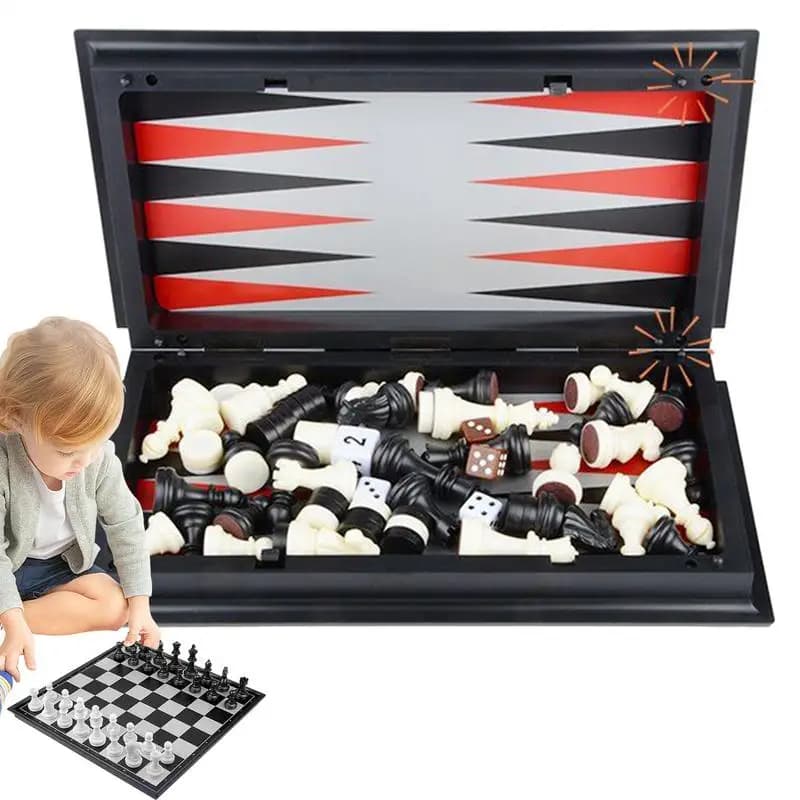Gioco di scacchi magnetico Set di dama multifunzionali Gioco educativo notturno per famiglie per bambini Adulti Apprendimento portatile