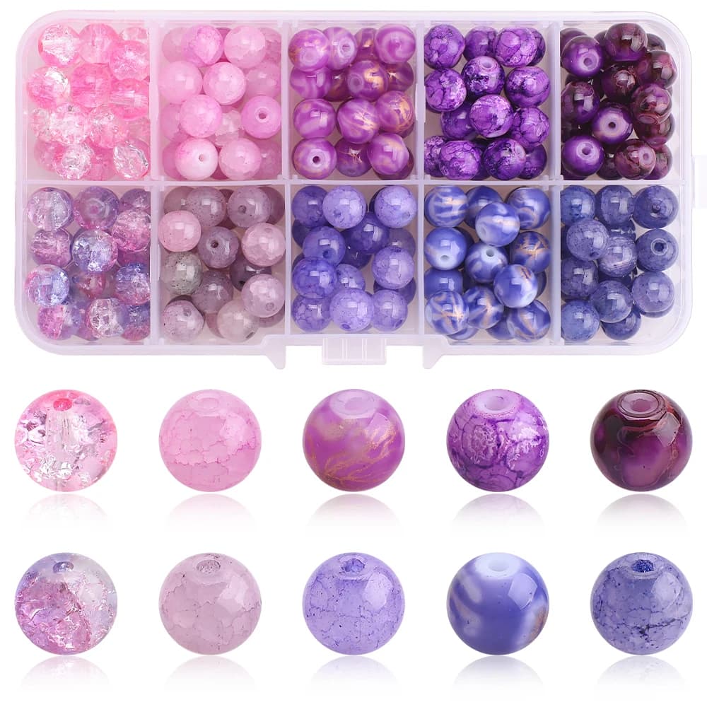 200 Pz/scatola 8mm Cristallo di Vetro Crackle Perlina Rotonda Imitazione Giada Pietra Naturale Per Fare FAI DA TE Artigianato Gioielli Braccialetti Accessori