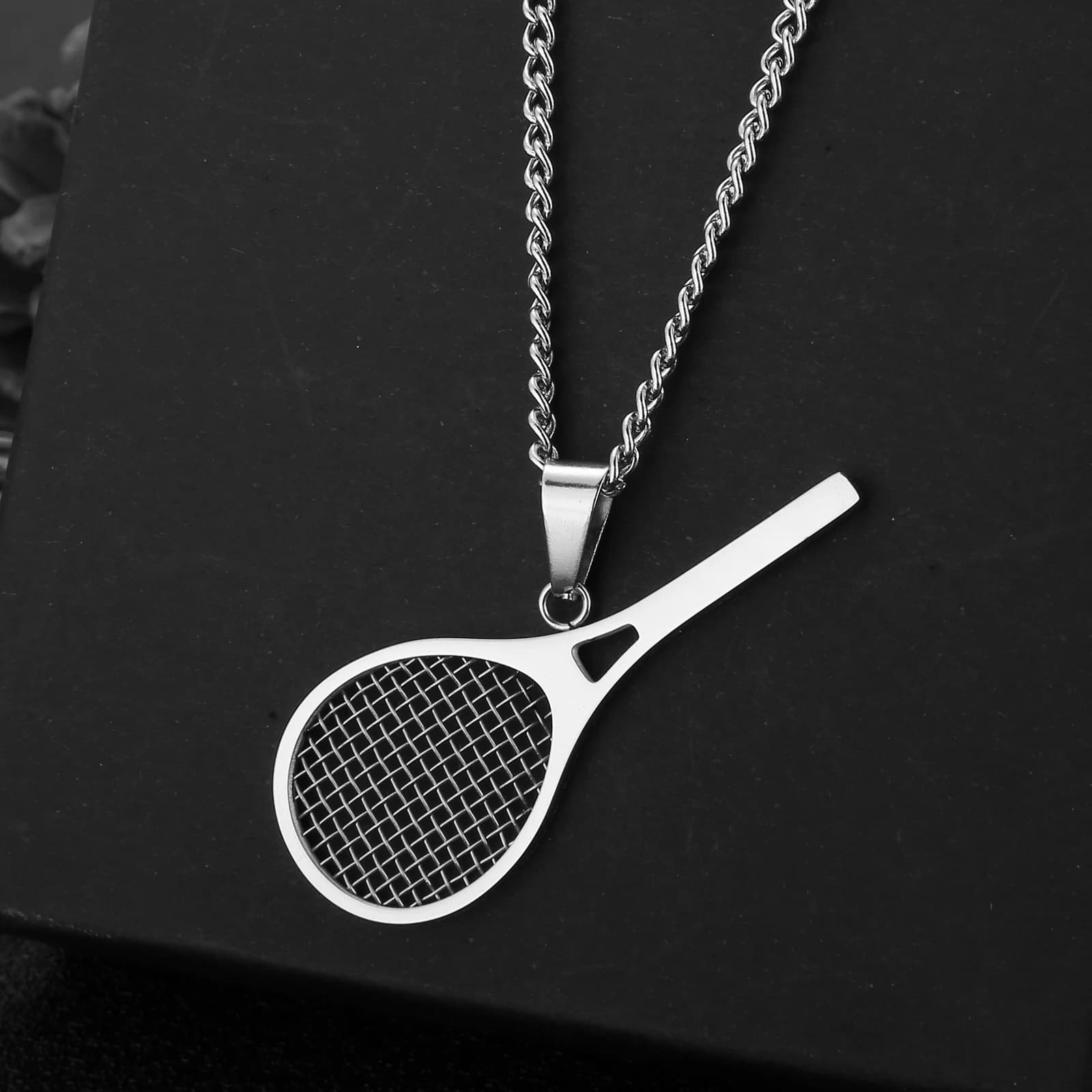 HaoYi stainless steel tennis pendant for men fashion sports lover accessories for jewelry gift