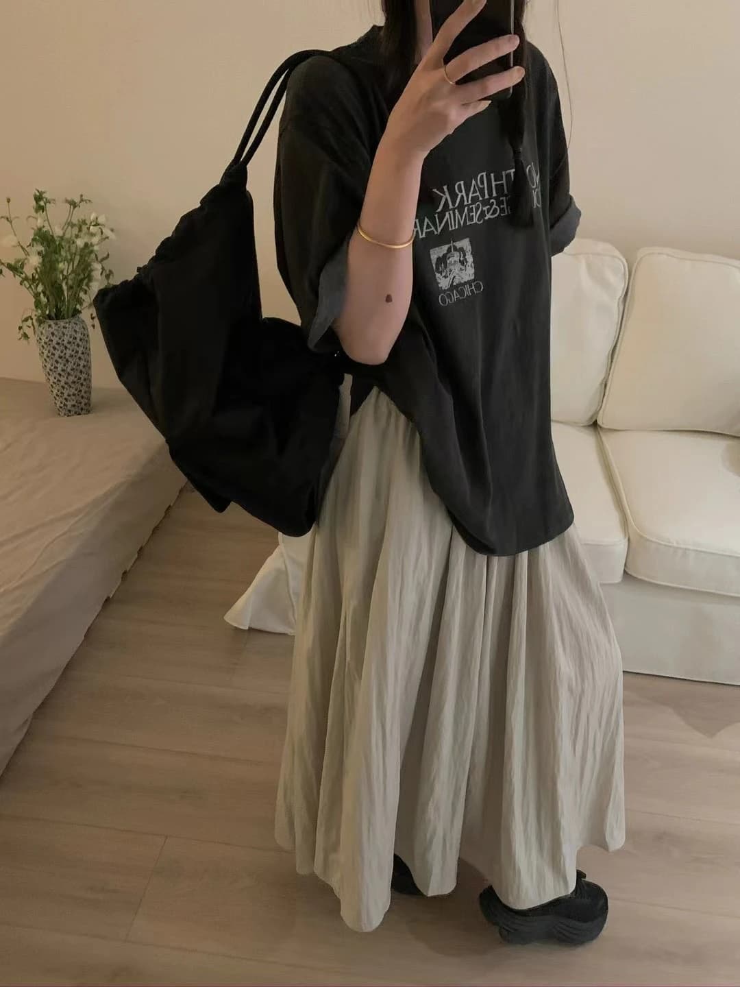 Retro Washed Loose Short Sleeve T-Shirt And Skirt Set for Women Spring Summer Casual Fashion Outfit Two Piece Ensemble