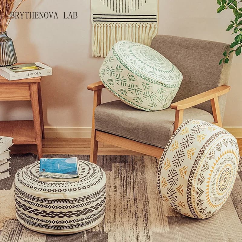 Japanese Style meditation Cushion Homestay Tatami Moroccan Pouf Cover Unstuffed Luxury Ottoman Cotton Footstool Lazy Futon