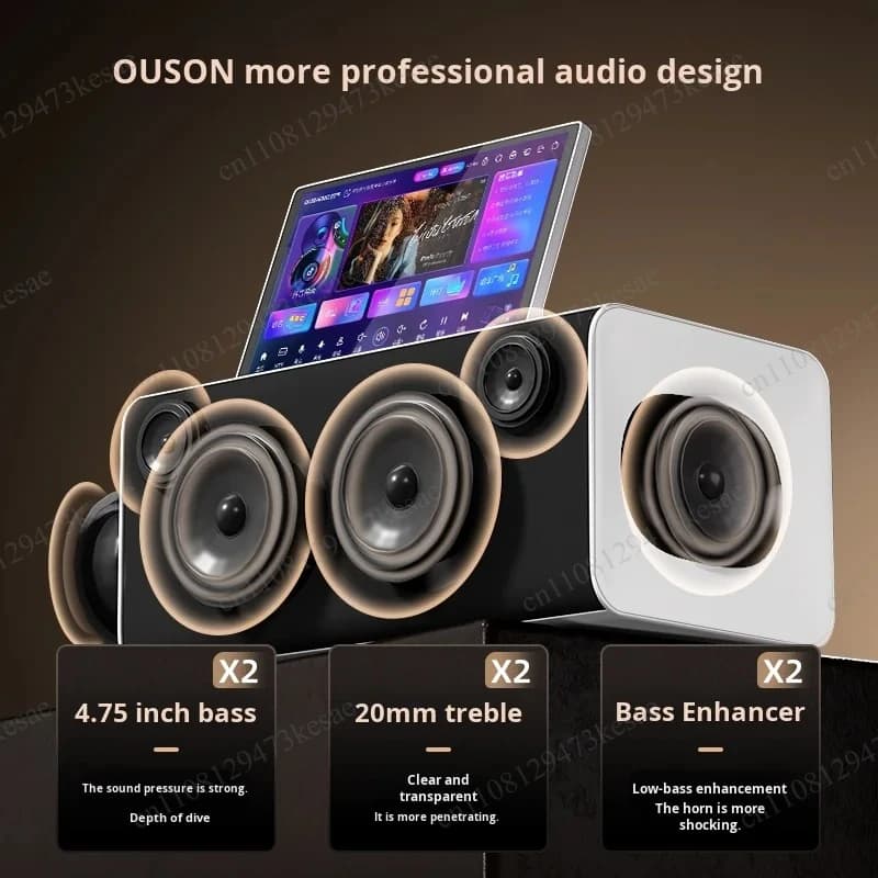 for Ousheng All-in-One Home Karaoke Machine Dual Wireless Microphones Android KTV System Outdoor Portable Smart Jukebox Audio