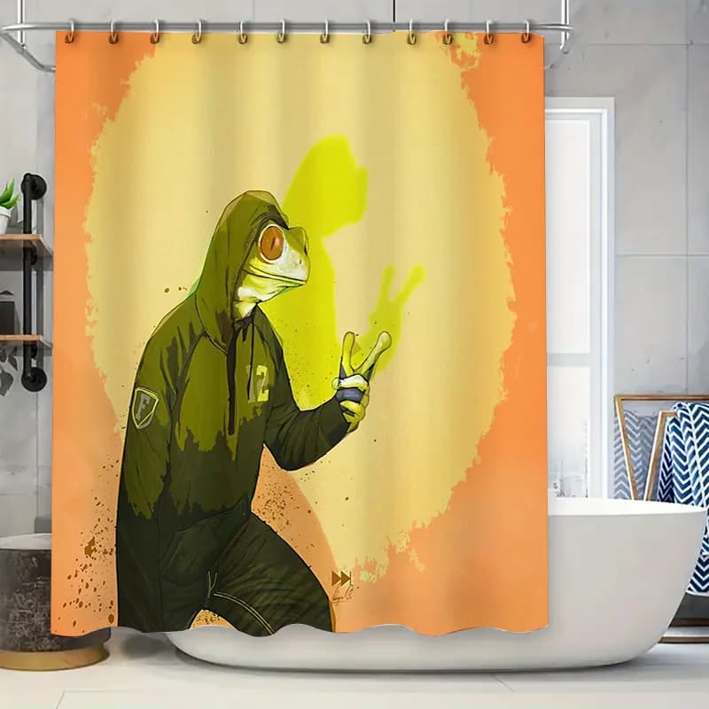 Tenda da doccia rana Divertente arredamento da bagno anfibio Simpatico set da bagno per animali della foresta Regalo per decorazioni per la casa impermeabile