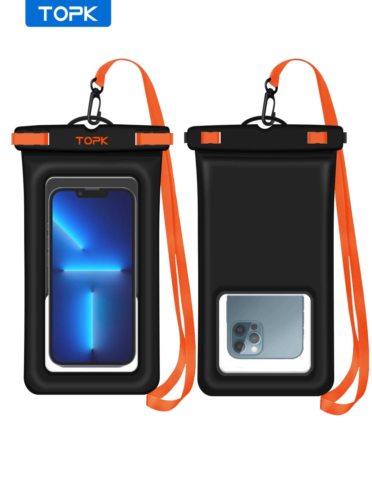 Custodia impermeabile per telefono TOPK, custodia impermeabile per telefono IPX8 per nuoto Borsa asciutta universale subacquea per iPhone Samsung, fino a 7"