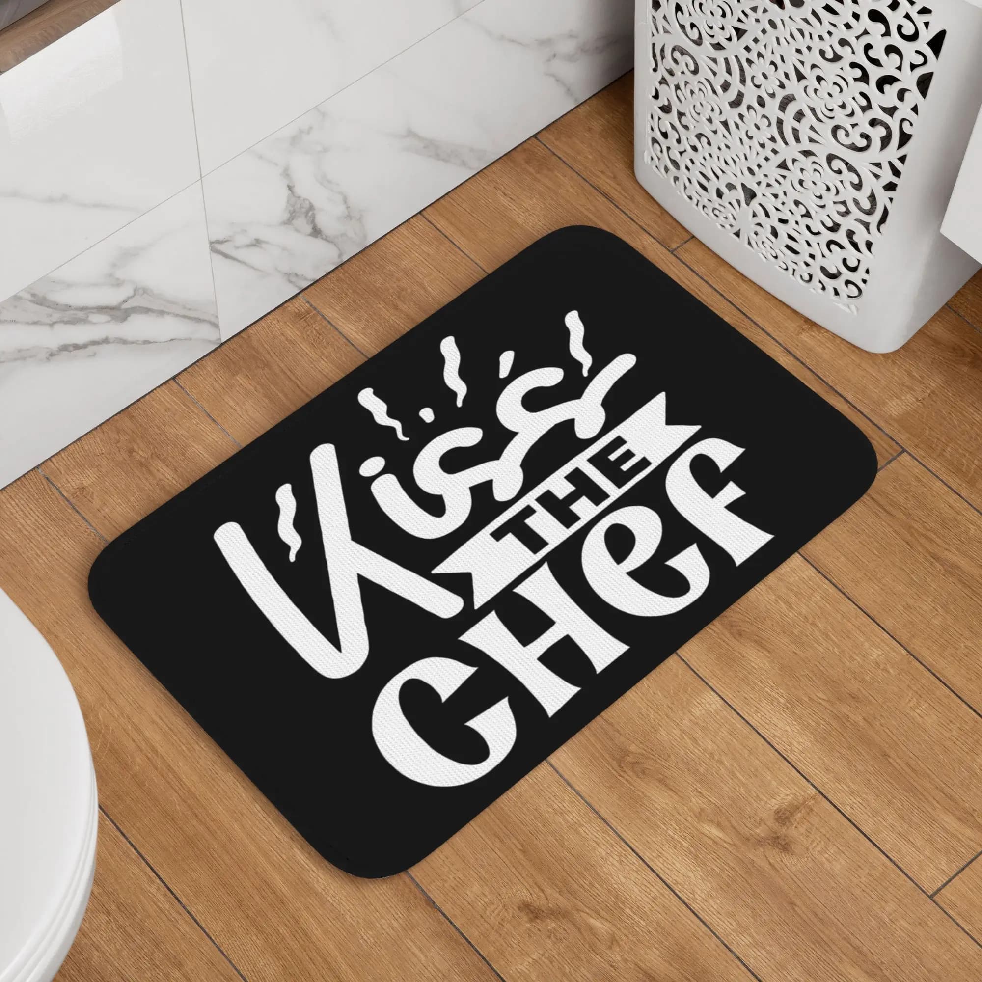 Kiss The Chef - Tappetino Antiscivolo per Ingresso Cucina, Tappeto per Casa, Bagno e Zerbino