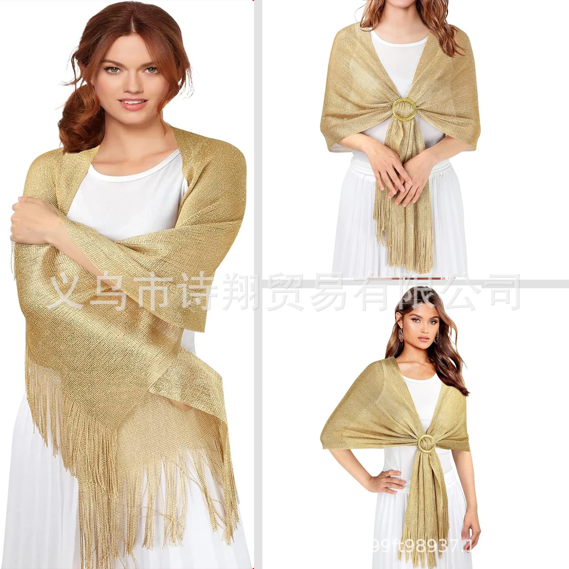 Filo d'oro argento Beach Play Sciarpa piatta Nappa Cena Festa Danza Accessori per abbigliamento da sposa SJ15