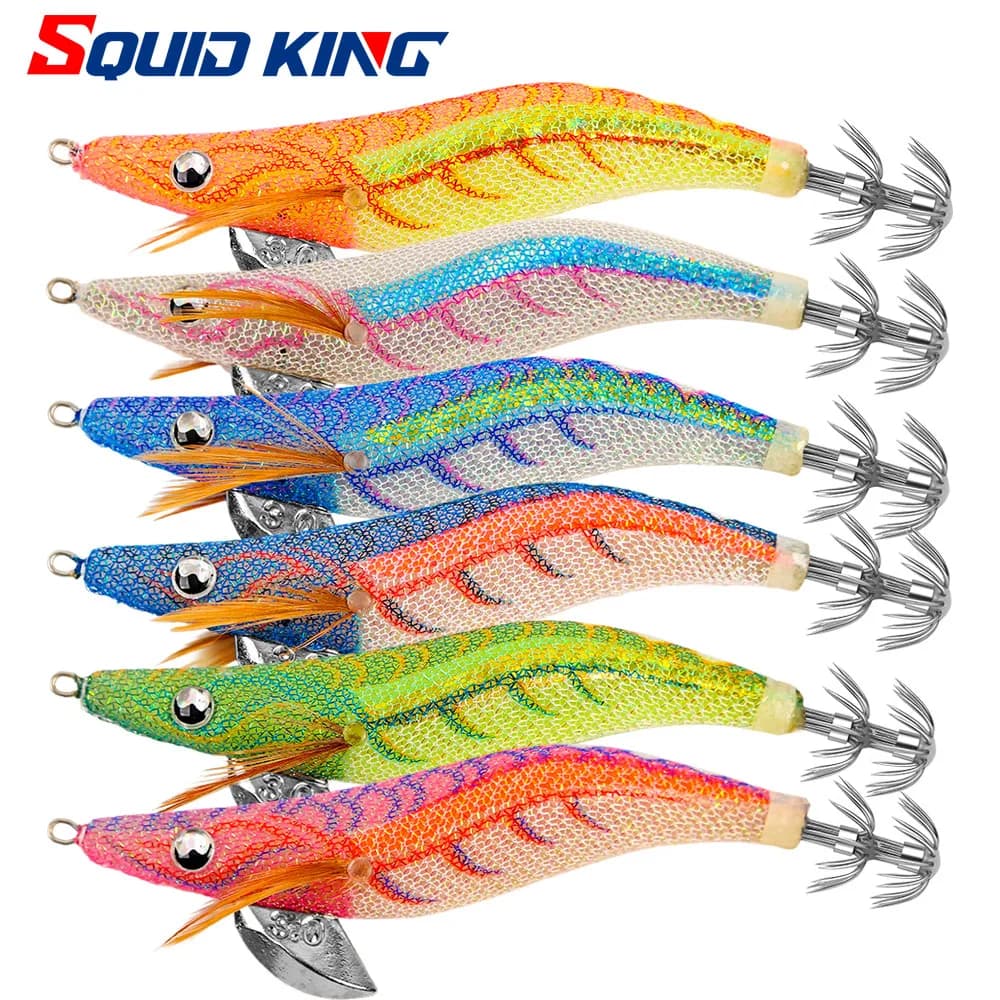 Esca per calamari FSDZSO 2.5 # 3.0 # 3.5 # Esche artificiali da jigging Affondamento lento Ganci forti Pesca in mare Polpo Seppie Luminoso EGI