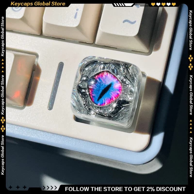 Keycaps in Resina True Eye DOM Profilati, Fatti a Mano, Design Unico, Mod Personalizzato per Tastiere Meccaniche, Accessori e Regali