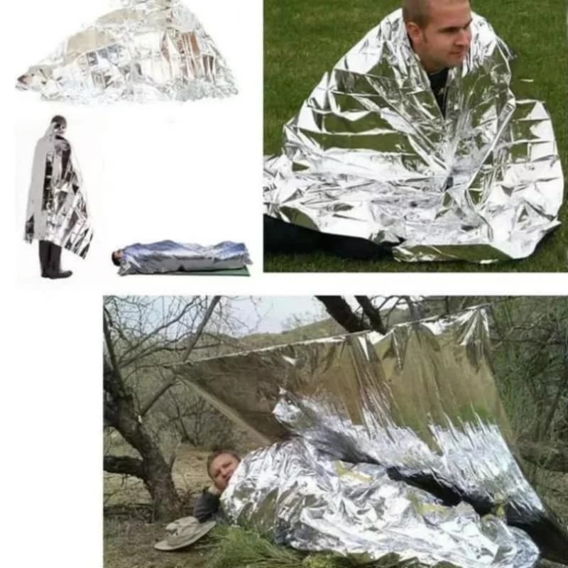 4Pcs Survival Mylar Thermal Space Blanket, NASA‑Inspired Foil Blanket, Heat Retention Body Warmer for Outdoor Camping Hiking Tra