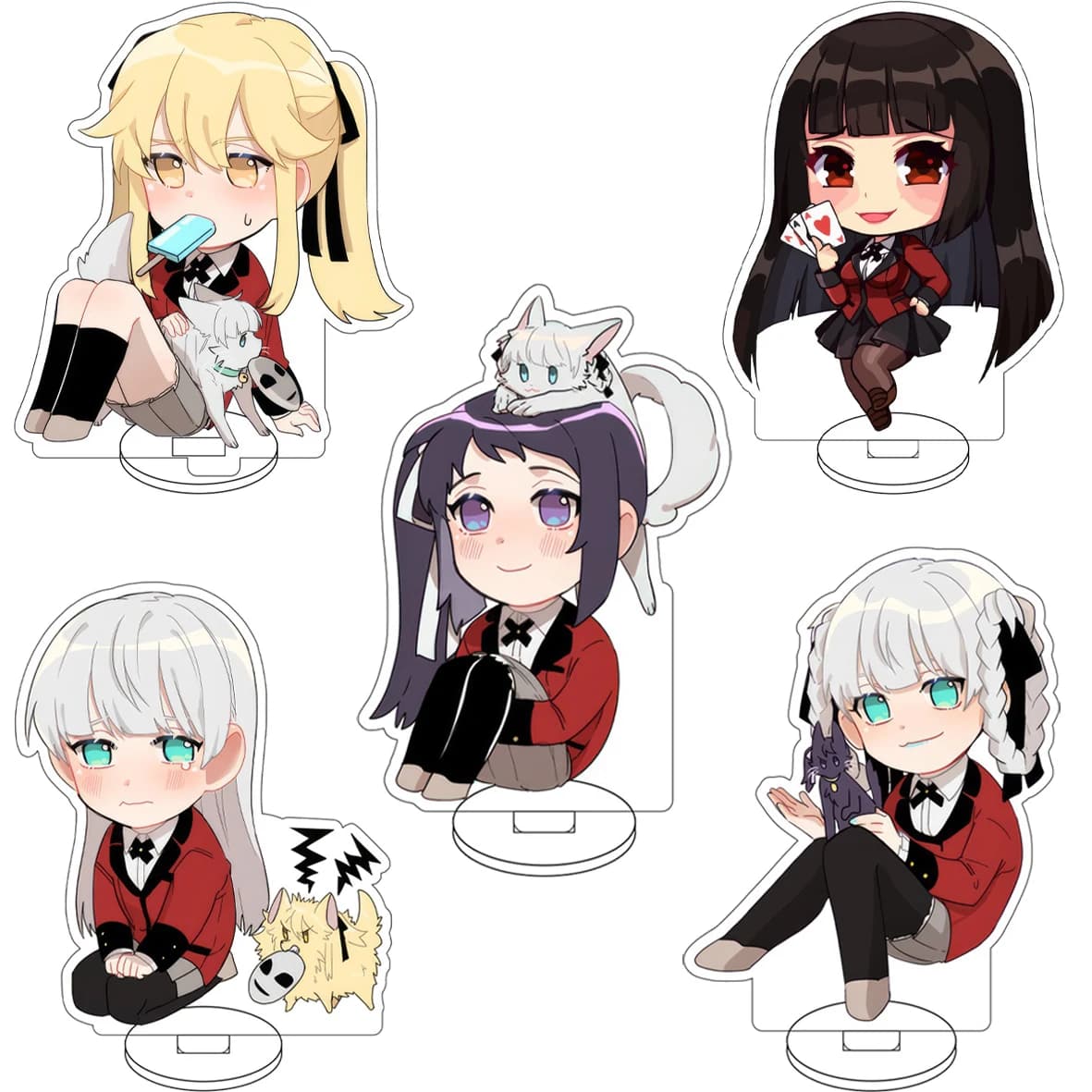 10CM Anime ‌Kakegurui‌ Cos Jabami Yumeko Saotome Meari Momobami Kirari Momobami Ririka Figure Acrylic Stand Cute Ornaments Gifts