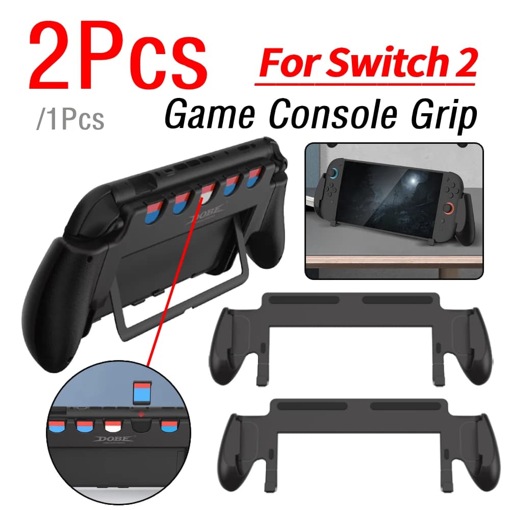 1/2 Pezzi Impugnatura per Console da Gioco con Supporto e 5 Slot per Giochi per Switch 2, Custodia Protettiva Antiscivolo per Accessori Gaming Nintendo