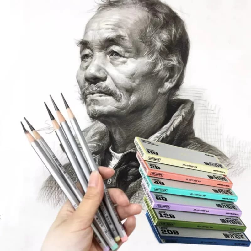 8-piece/box Set HB/2B/4B/6B/12B/20B Wooden Matte Black Pencils School Supplies Students' Exams Art Drawing Sketching Pencils