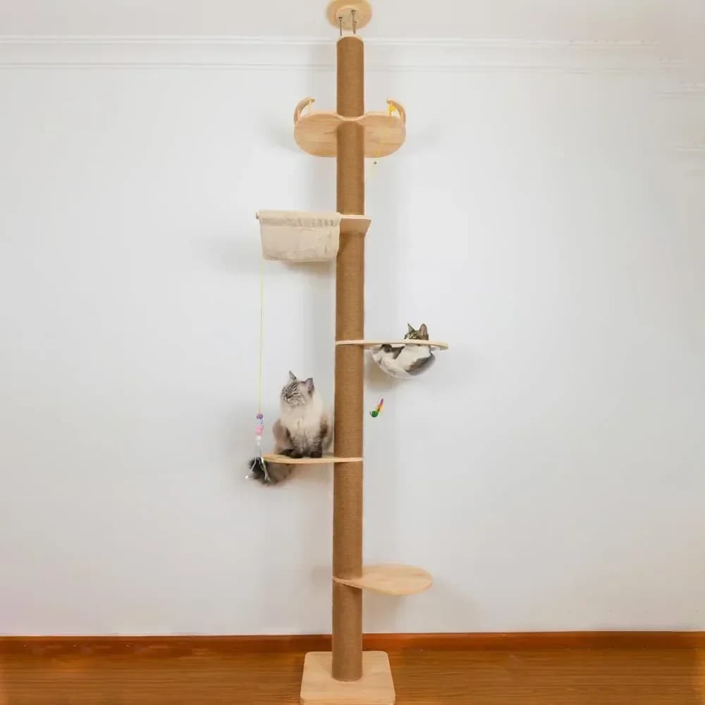 Offerta imperdibile: Albero per gatti da pavimento a soffitto, regolabile in altezza (127-305 cm), a 5 livelli, con tiragraffi in canapa, robusto e resistente