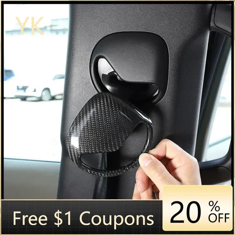 For Land Rover Defender 110 2020-2024 Real Carbon Fiber Auto Fiber Front Safety Belt Decorative Cover Interior Car Accessories