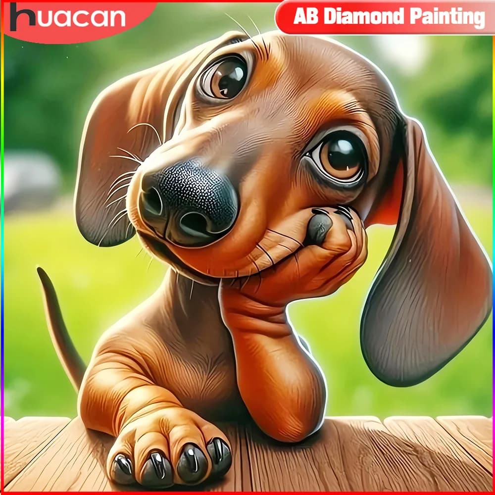 HUACAN Diamond Mosaic Dachshund Full Square Round Embroidery Animal Cross Stitch Dog New Arrival Painting Picture Decor Home