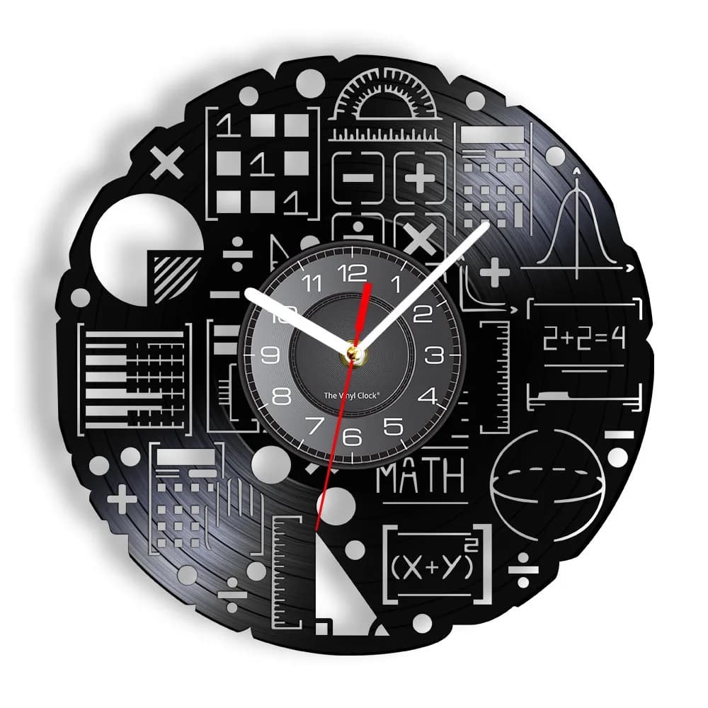 Mathematical equation Artworks Science Wall clock Art Mathematical Formulas Disco in vinyl Wall clock Geeks of mathematics Science Nerd Teachers Gift