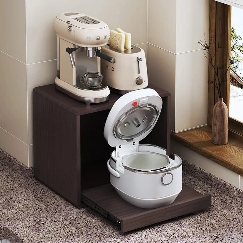 Organizzatore di stoccaggio per cassetto scorrevole per mensola da cucina multistrato estraibile per forno a microonde, fornello di riso, scaffale da appoggio regolabile