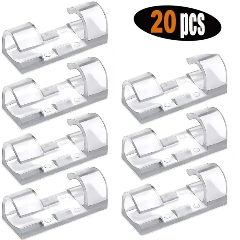 Self Adhesive Cable Management Clips Transparent Plastic Material Wire Clips 20 PC Pack Sticky Back Self Adhesive Clips