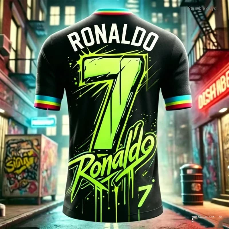 Maglia da calcio estiva da uomo Ronaldo 7, t-shirt a maniche corte, abbigliamento sportivo alla moda, top oversize, abbigliamento per bambini, ragazzi