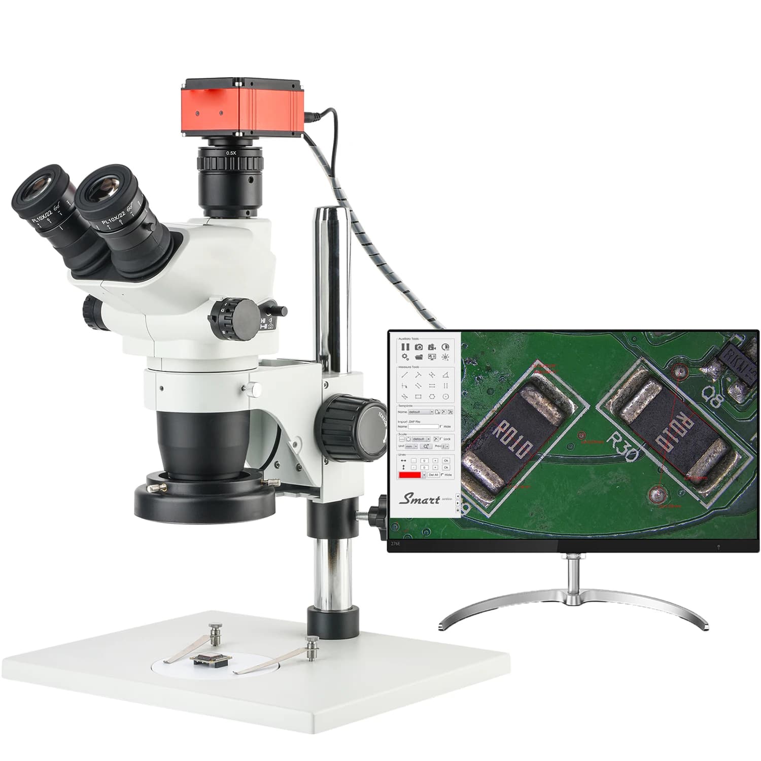 Microscopio elettronico KOPPACE 26X-174X HD 4K, supporto per fotografia, registrazione video e misurazione, microscopio stereo trioculare
