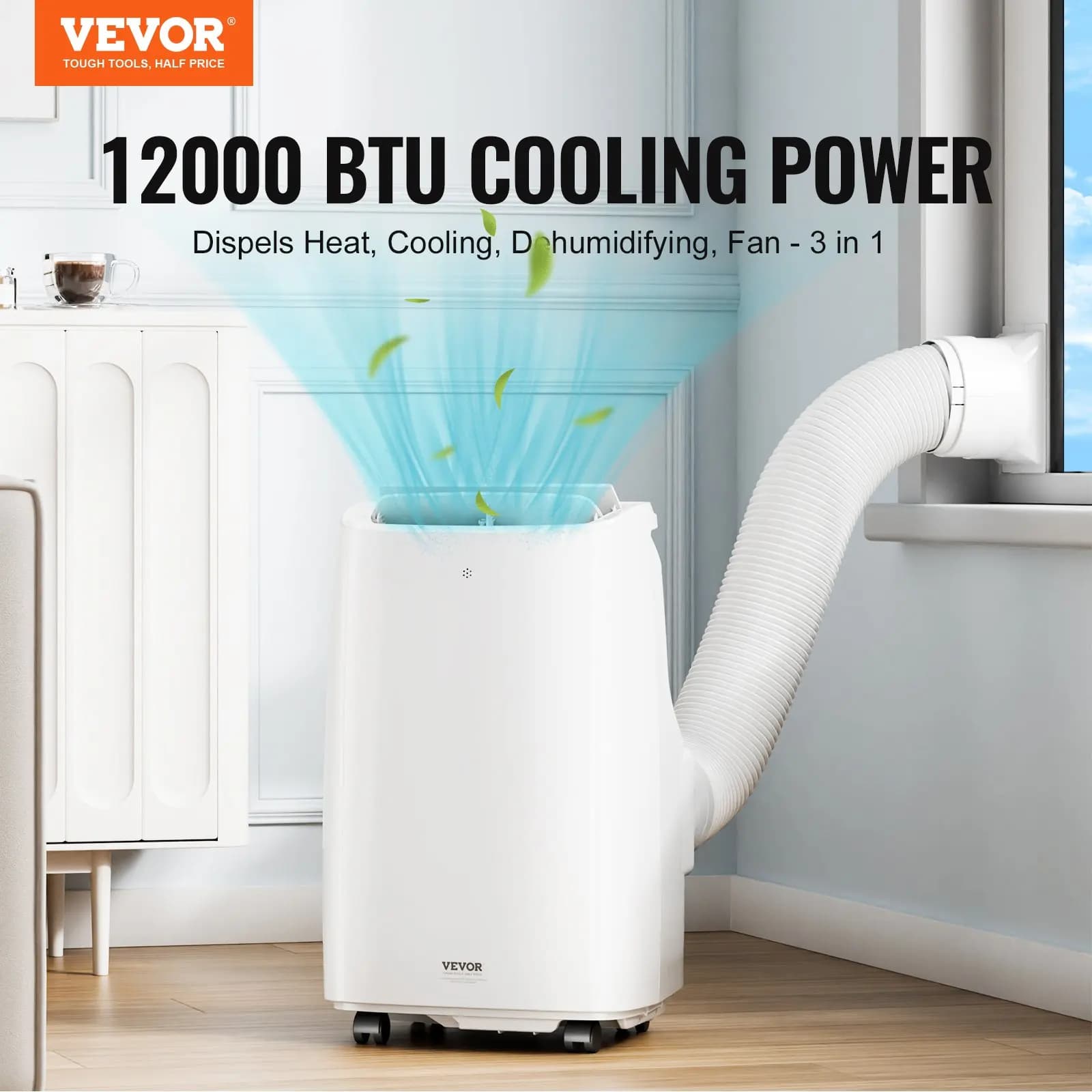 Condizionatore d'aria portatile 12k BTU 3 in 1: raffrescatore, deumidificatore e ventilatore