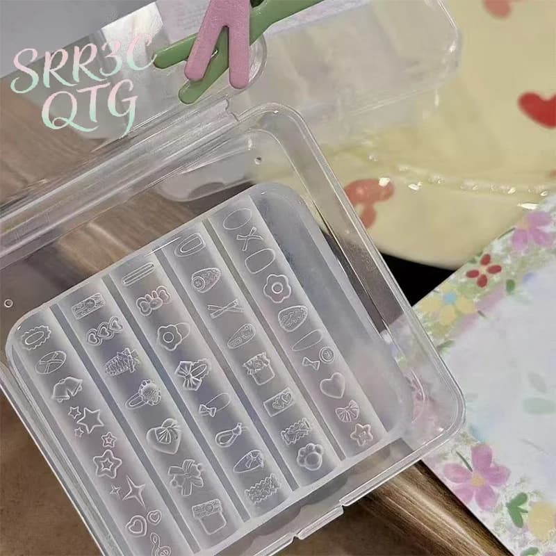 Decorazioni 3D per Unghie, Stampi in Silicone a Forma di Orso e Coniglio, Stencil per Gel UV, Stampo a Rilievo per Fiocchi, Design Fai-da-Te per Unghie
