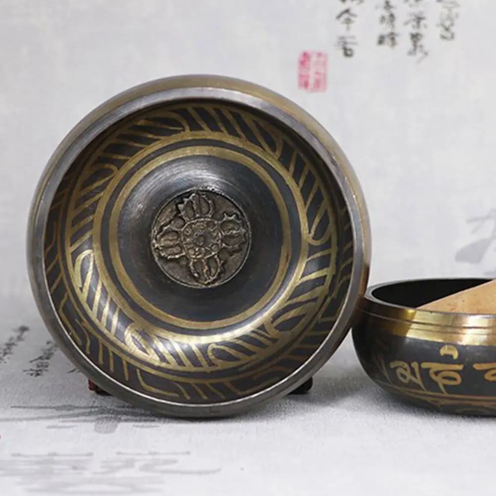 1Set Buddhist Singing Bowl Exquisite Design Meditation Yoga Tibetan Sound Bowl Home Decor Relaxation Gift Singing Bowls Set