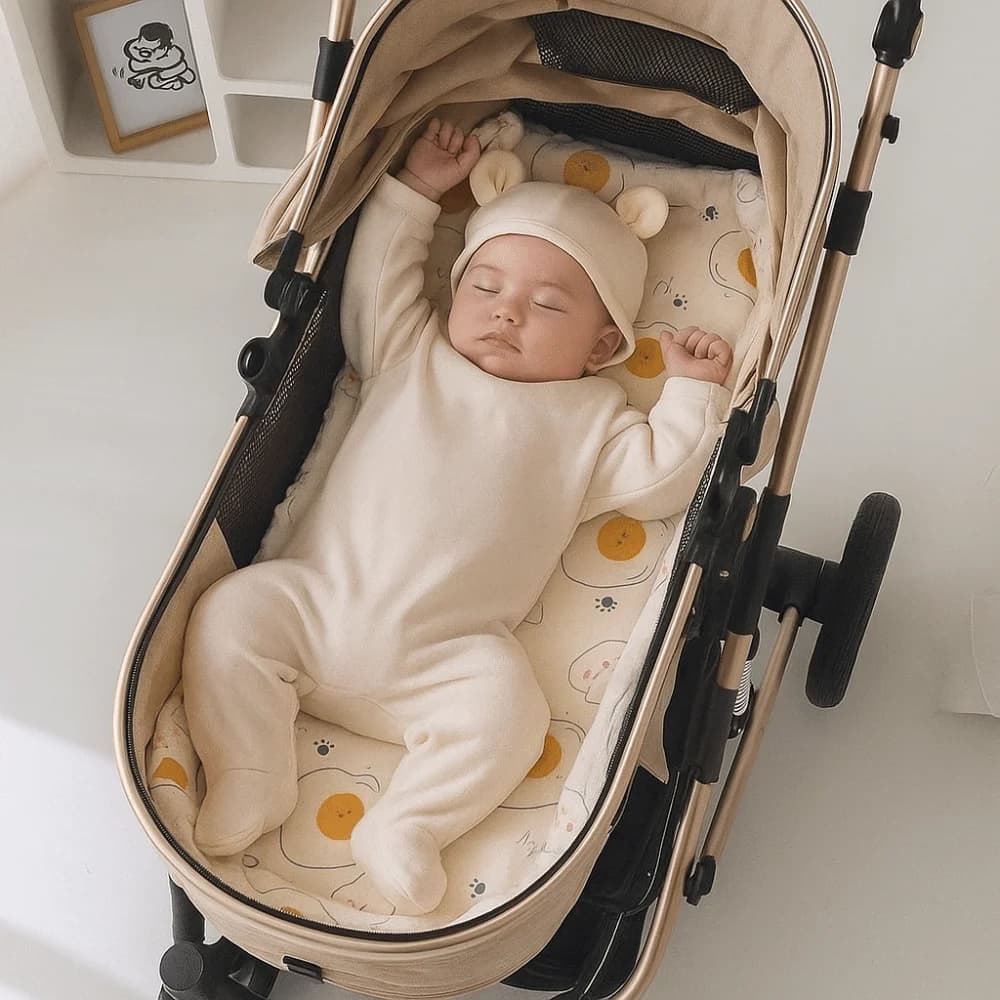 Morbido cuscino per passeggino Cartone animato stampato Comodo tappetino per carrozzina per bambini Seggiolino per auto Sedia da pranzo traspirante Tappetino in cotone per bambini