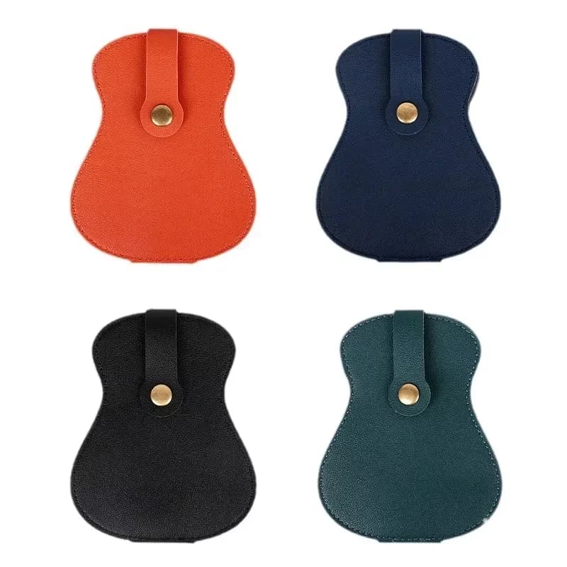 Custodia Porta Plettri per Chitarra 1 Pezzo con Portachiavi e Piccolo Ciondolo, in Pelle PU, per Chitarristi e Amanti della Musica