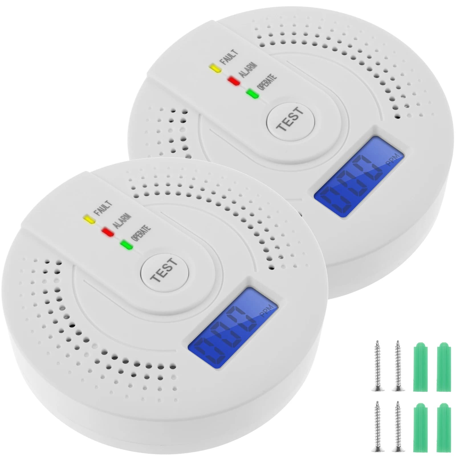 1/2Pcs Carbon Monoxide Detector LCD Display Digital CO Alarm Battery Operated 85dB Sound Siren Sensor for Home Bedroom Kitchen