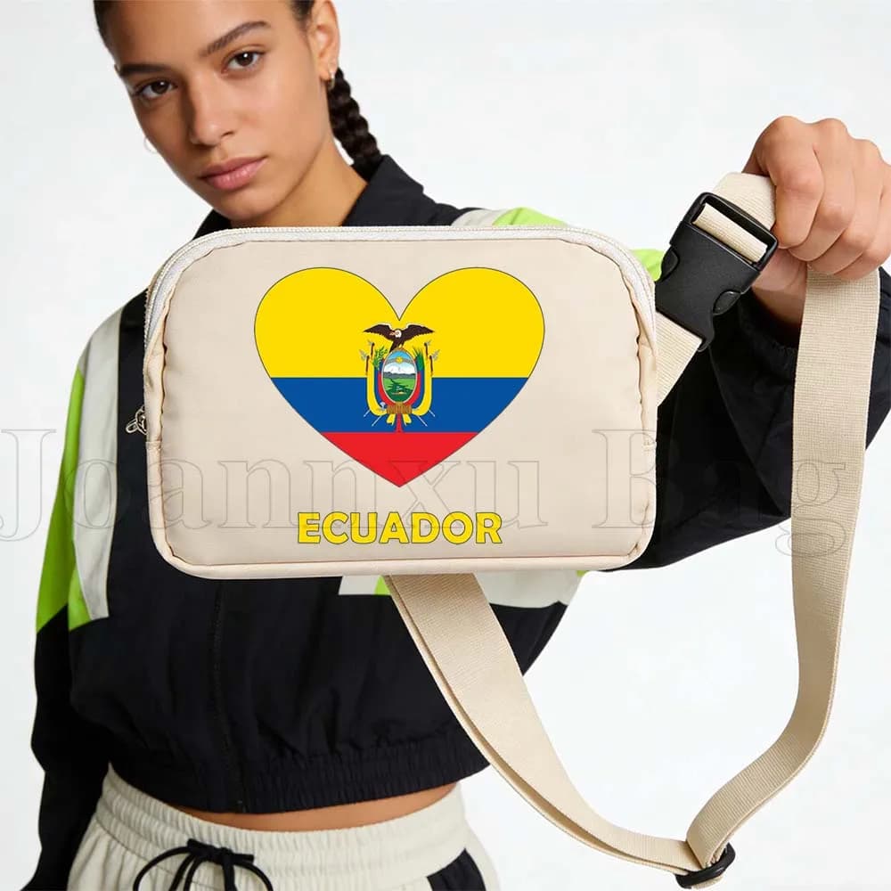 Waterproof Ecuador Sports Waist with Heart Flag, for Running, Cycling, Jogging, Cellular Door, Wallet, Women's Day