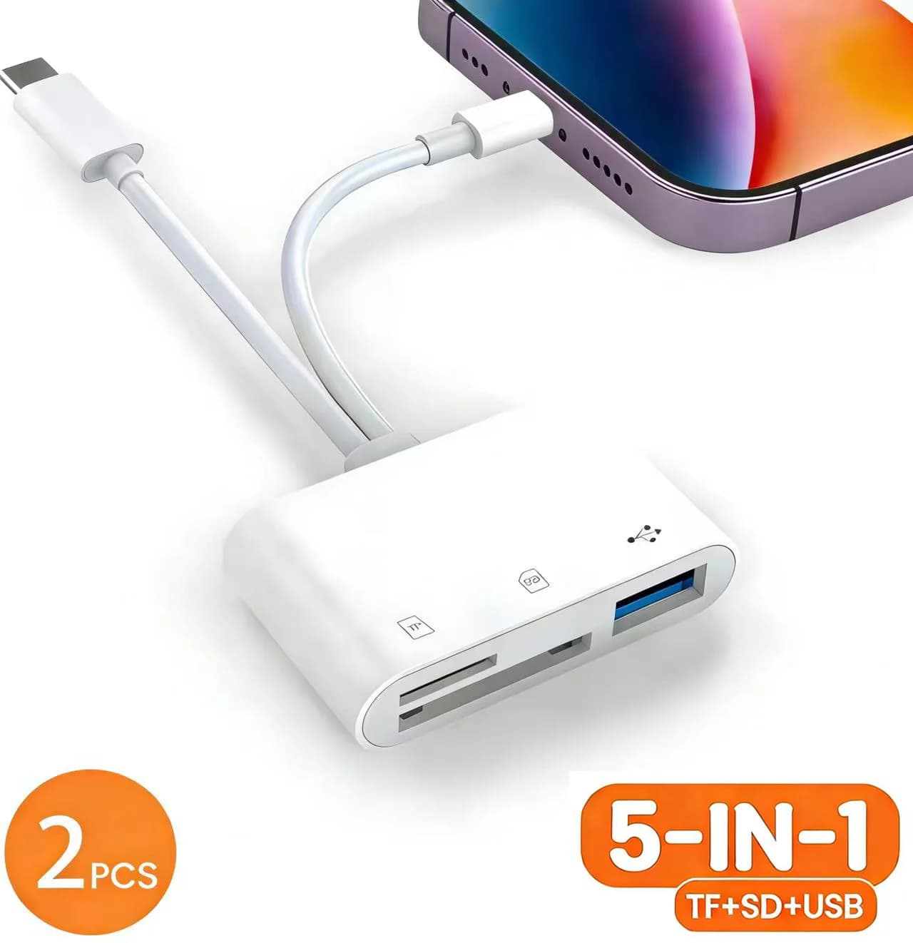 Adapter for SD card reader TF USB 3.0 Lightning Type C 5 in 1 for iPhone iPad MacBook Samsung Cameras Android Other devices
