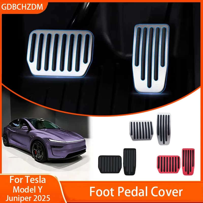 For Tesla Model Y L/Y Juniper 2026 Upgrade Foot Pedal Pads Non-slip Accelerator Brake Rest Performance Aluminum Mats Accessories