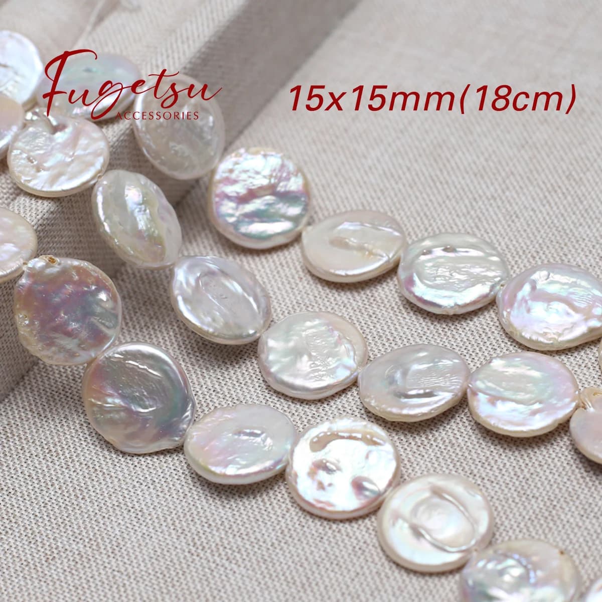 15x15mm Baroque Natural Freshwater Pearl Coin Beads Charms for DIY Women Men Necklace Jewelry Making Supplies Accessories 18cm