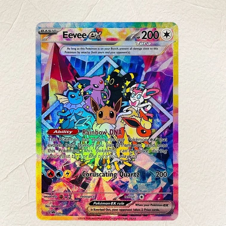 DIY Pokemon Eevee ex Holographic Texture Cards English Version Perfect Condition Classic Anime Collectible TCG