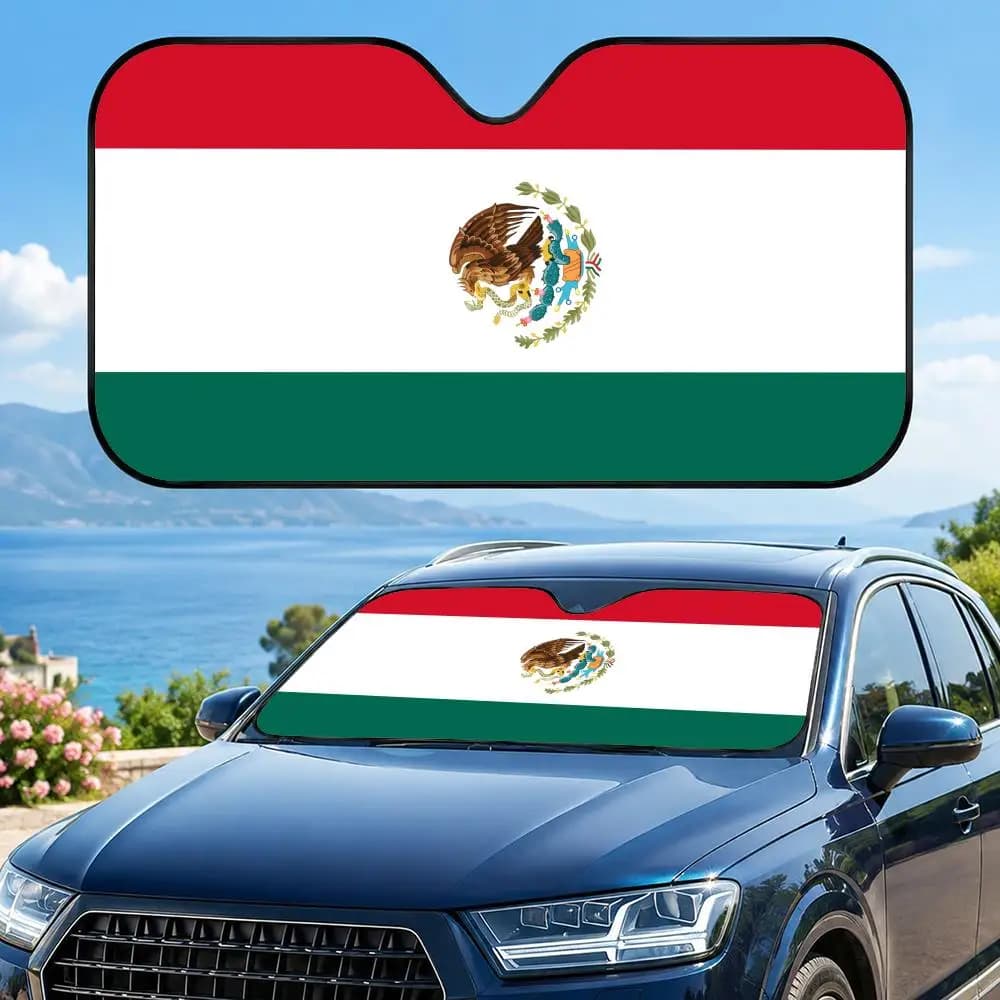 Mexico flag Sun Visor Sun Visor Car Windshield Sunshade UV Protection Reflective Foldable Heat Insulation Cover