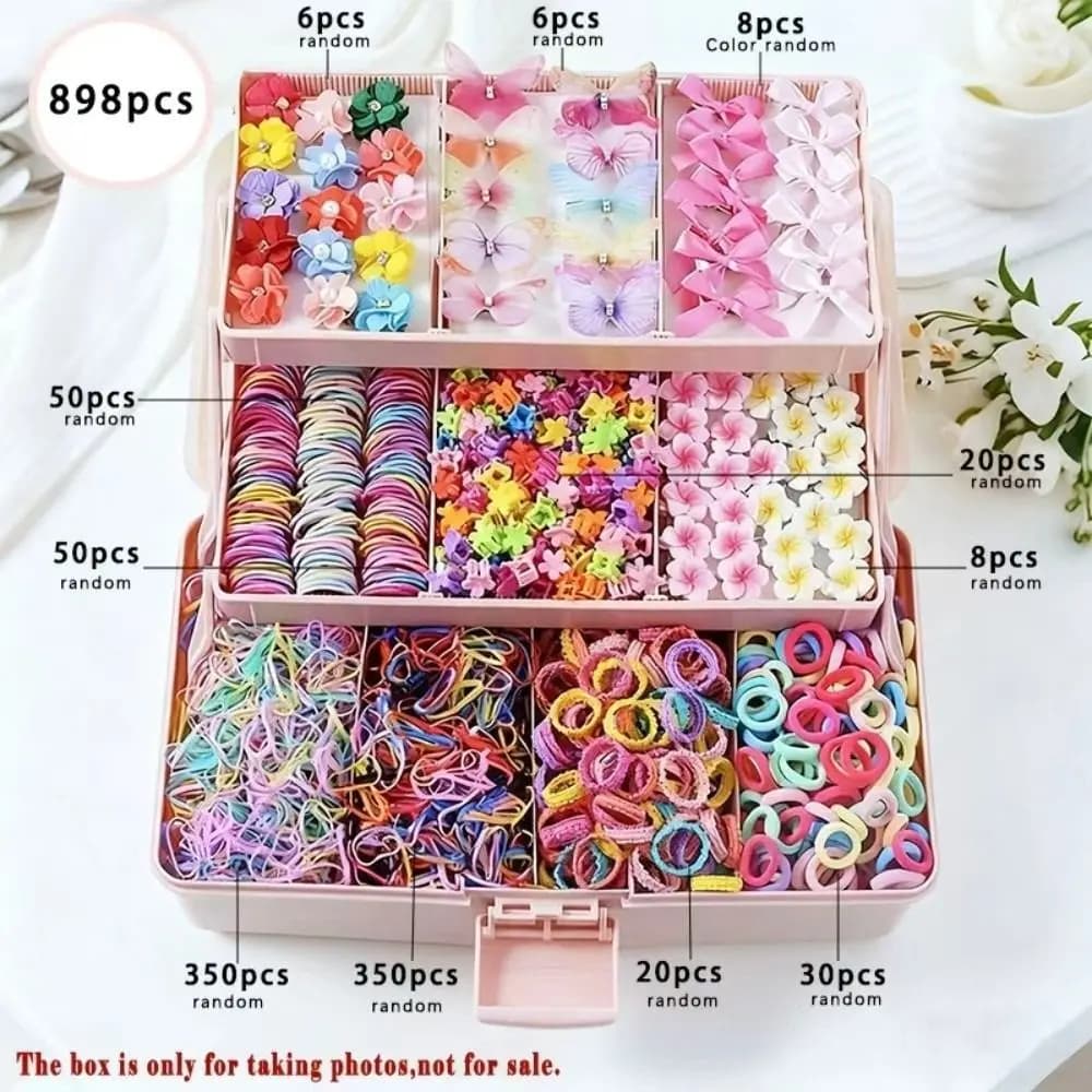 New Elastic Girls Hair Accessories Set Lightweight Headbands Hair Clips Set Hair Ties Set Party Dress Up