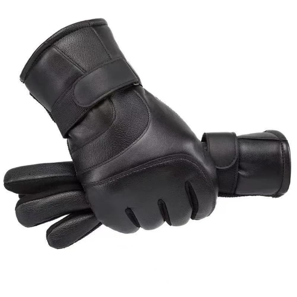 1 Pair New Touchscreen Leather Gloves Waterproof Windproof Motorcycle Riding Gloves Fleece-Lined Thickened Cycling Gloves Men