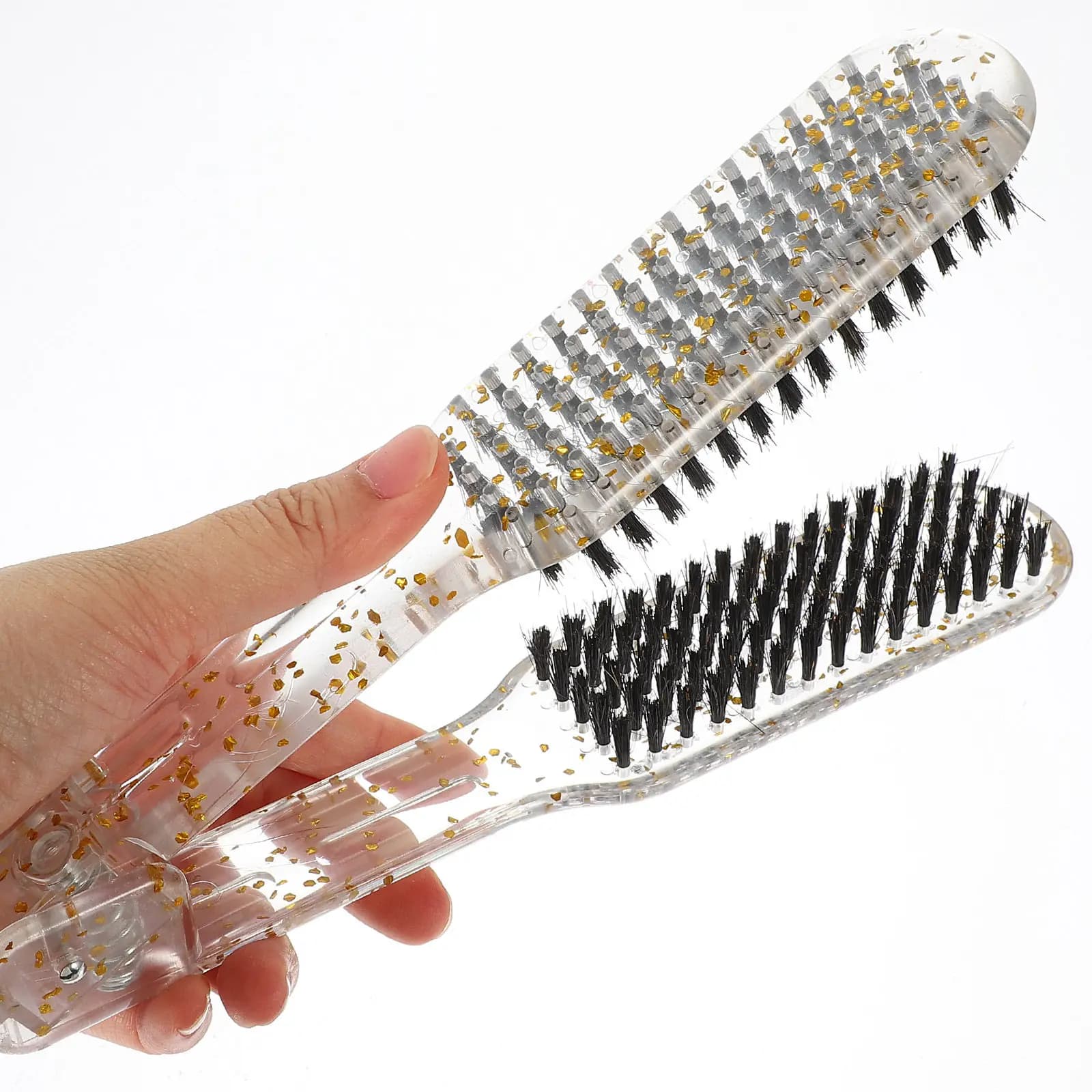 Pettine Lisciante per Capelli in Plastica a Forma di V, Impugnatura Comoda, Facile da Tenere, Compatto, per Salone e Casa