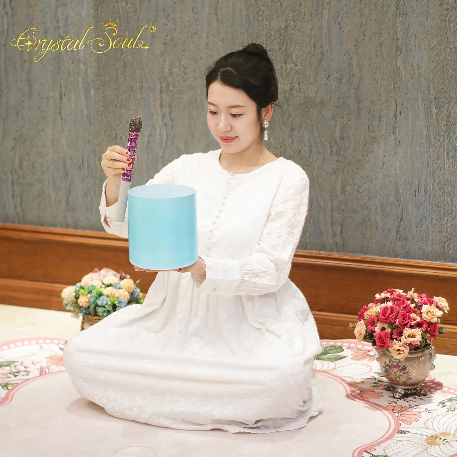 Crystal Soul 2026 Exclusive Design New Product for the Entire Network Blue Glazed Alchemy Crystal Singing Bowl