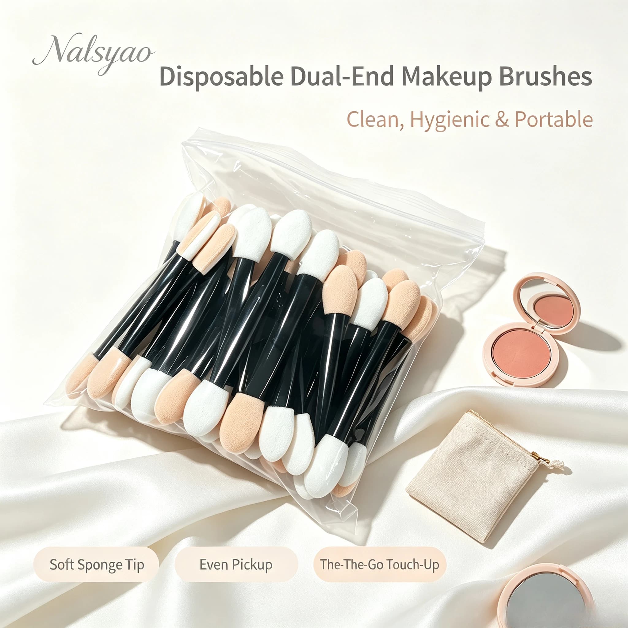 50/100/200PCS Disposable Dual Sides Eye Shadow Sponge Applicators Makeup Applicator with Container Length Eyeshadow Brushes