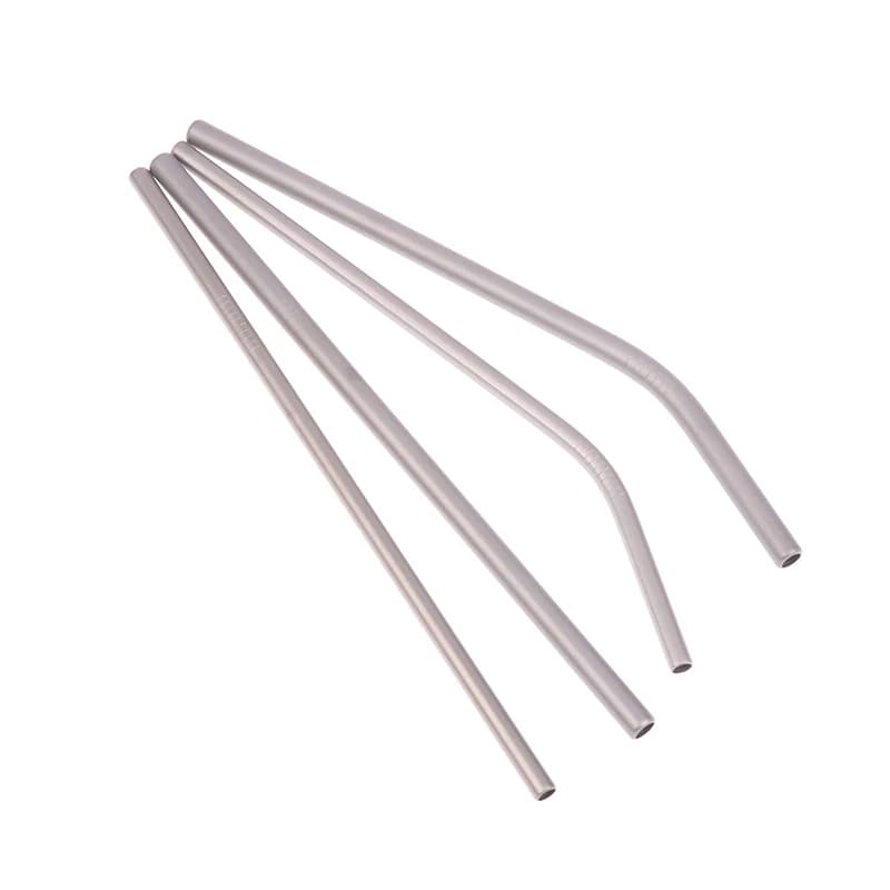 Hot Sale Reusable Pure Titanium Straight/Bend Straws Sandblasted With Cleaning Brush For Medicine Milk Tea Beverages