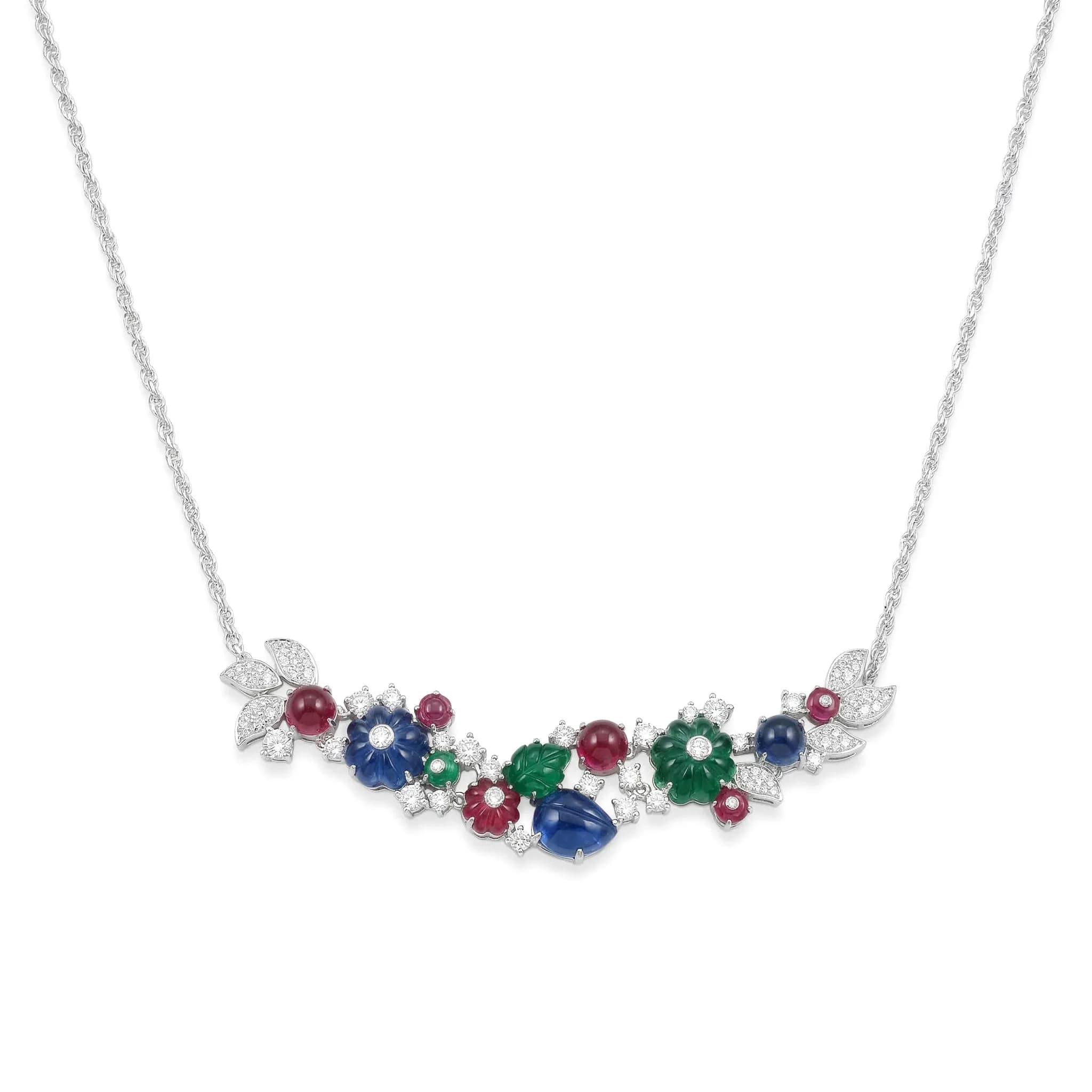 Beautiful Necklace All Fruits, Elegant Floral Design in Sterling 925 Sterling Silver, Fine Jewel for Women's Gifts