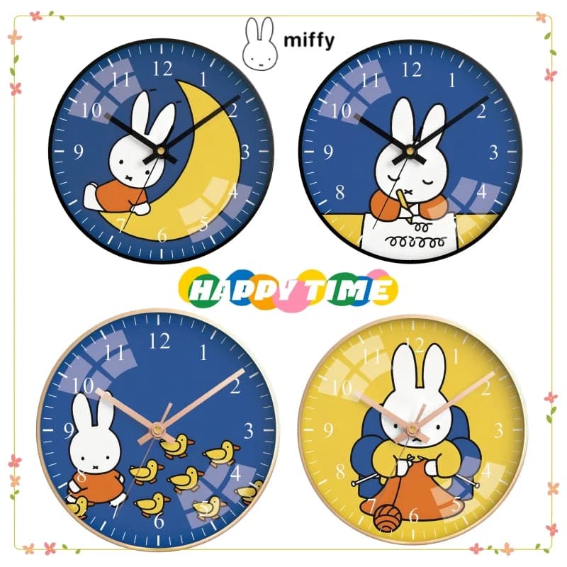 Miffy wall clock, simple, cute, living room, bedroom decoration, creative high aesthetic value watch, silent wall clock with holes.