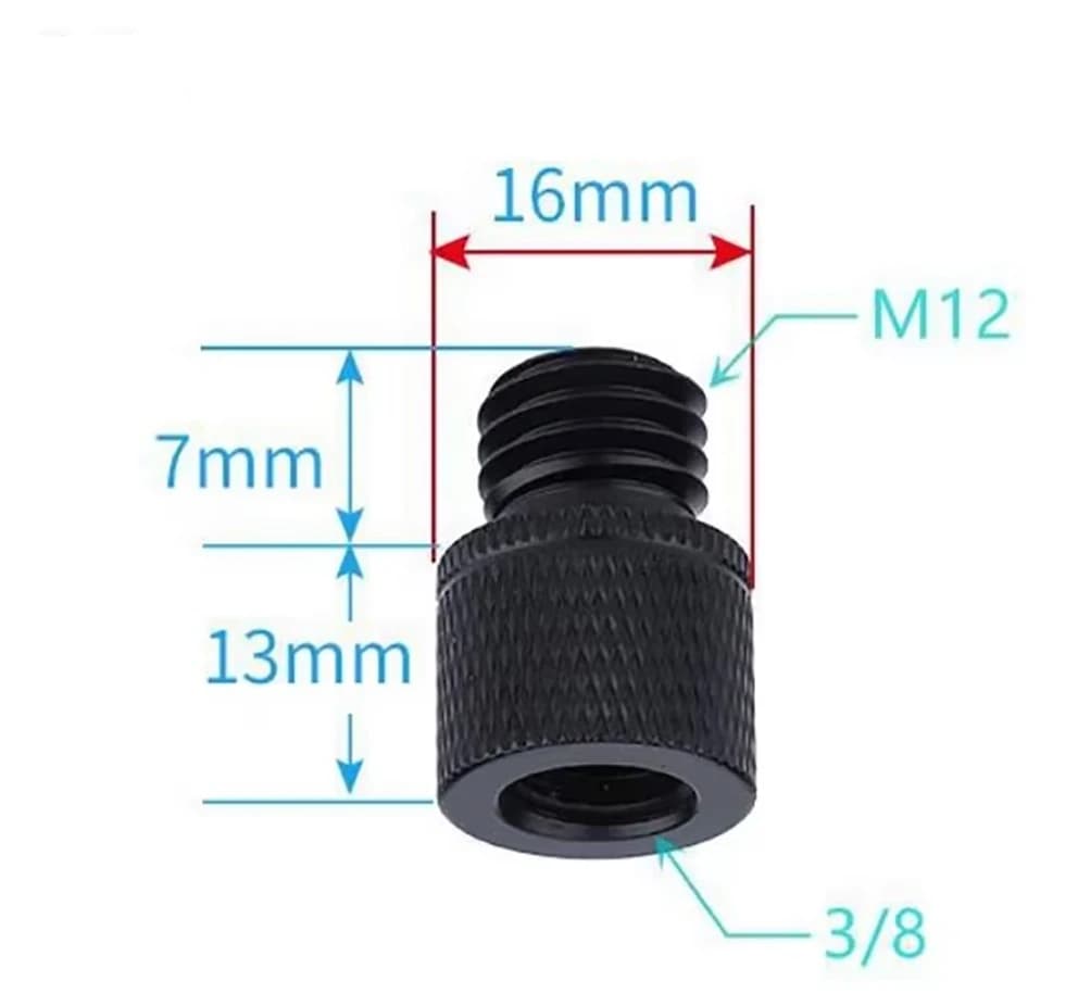 Adattatore per montaggio a vite con filettatura femmina da M12 maschio a 3/8" Piastra per treppiede Piastra per vite Montaggio a vite per fotocamera reflex, parte da 3/8-16 a M12 x1,75