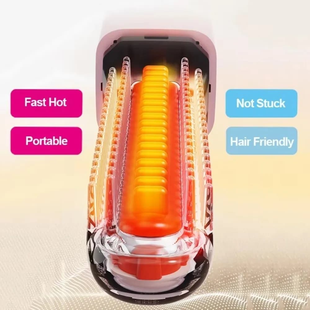 Pettine Lisciante USB con Ioni Negativi, Non Danneggia i Capelli, Leggero, Design Riscaldato