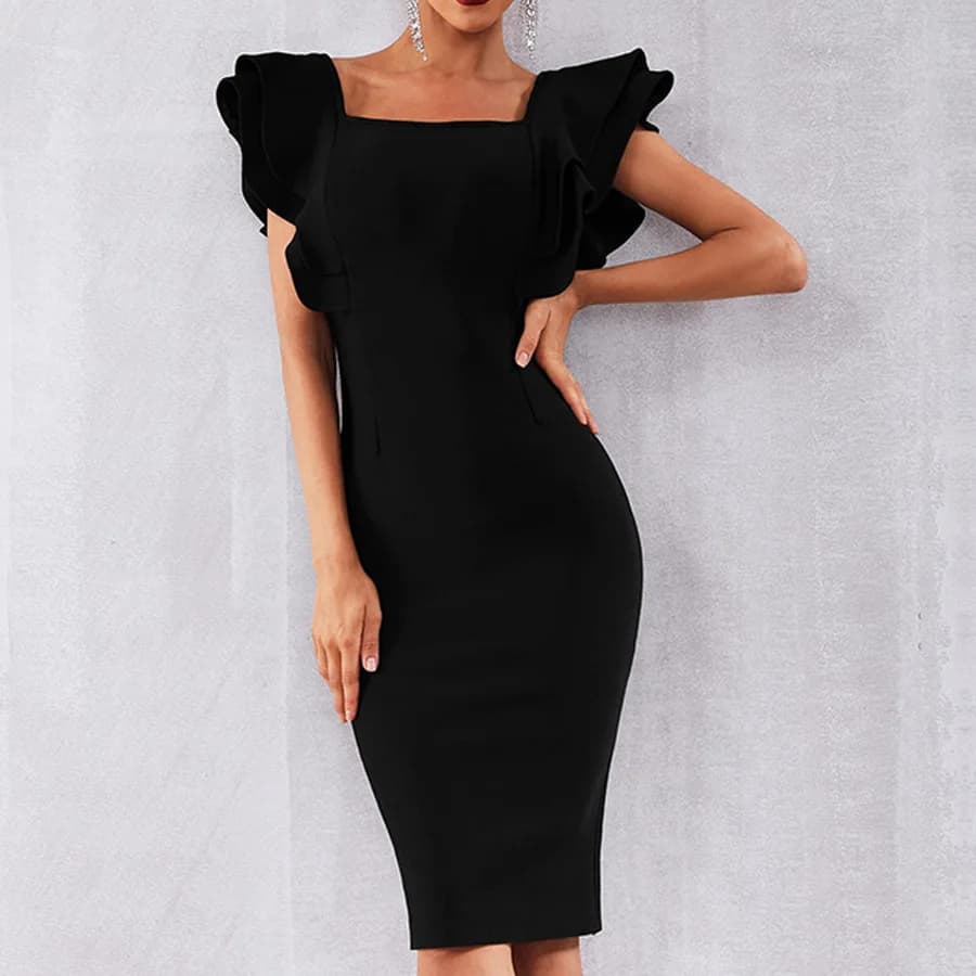 Abito dalla fasciatura europea e americana Abito formale slim fit a maniche corte stile mondana Gonna anca Abbigliamento da donna puro Corto