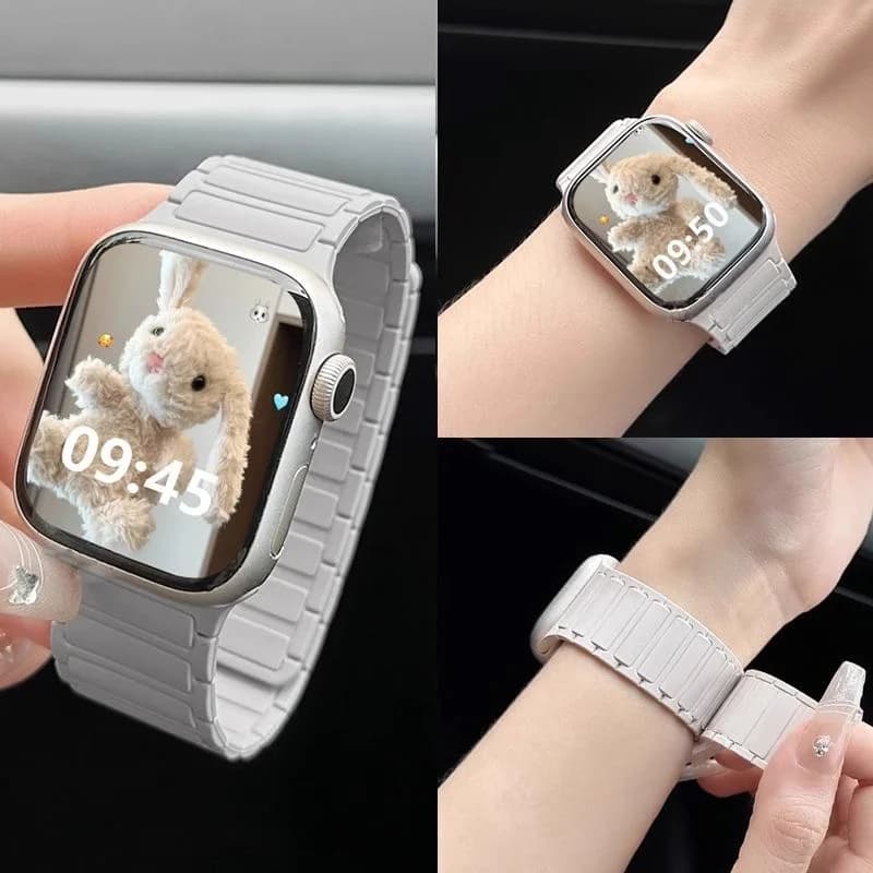 Silicone Strap for Apple Watch 46mm 42mm 49mm 45mm 41mm 44mm 40mm Magnetic Band for IWatch Ultra 2 Series 10 9 8 7 6 SE 5 4 3