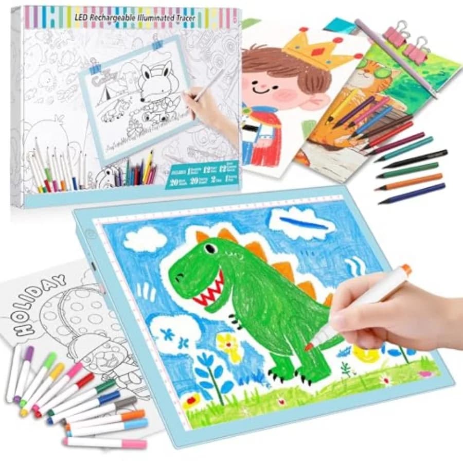 Kit Tavoletta Luminosa per Tracciare, Tavoletta da Disegno da 15 Pollici per Bambini dai 3 ai 12 Anni, Accessori per Pittura Diamante
